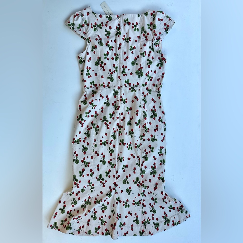 NWT Anthropologie Maeve Cecily Fit & Flare Midi Strawberries Sweetheart Dress, L - Picture 7 of 16